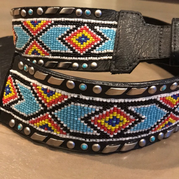 Hand Beaded Leatherock Belt - Picture 2 of 7